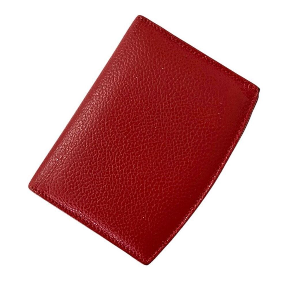 Coach Women's Pebble Grain Genuine Leather Compact Bifold Wallet Red One Size